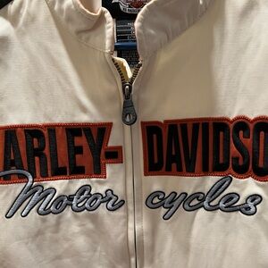 Harley-Davidson Cream and Black Leather Jacket